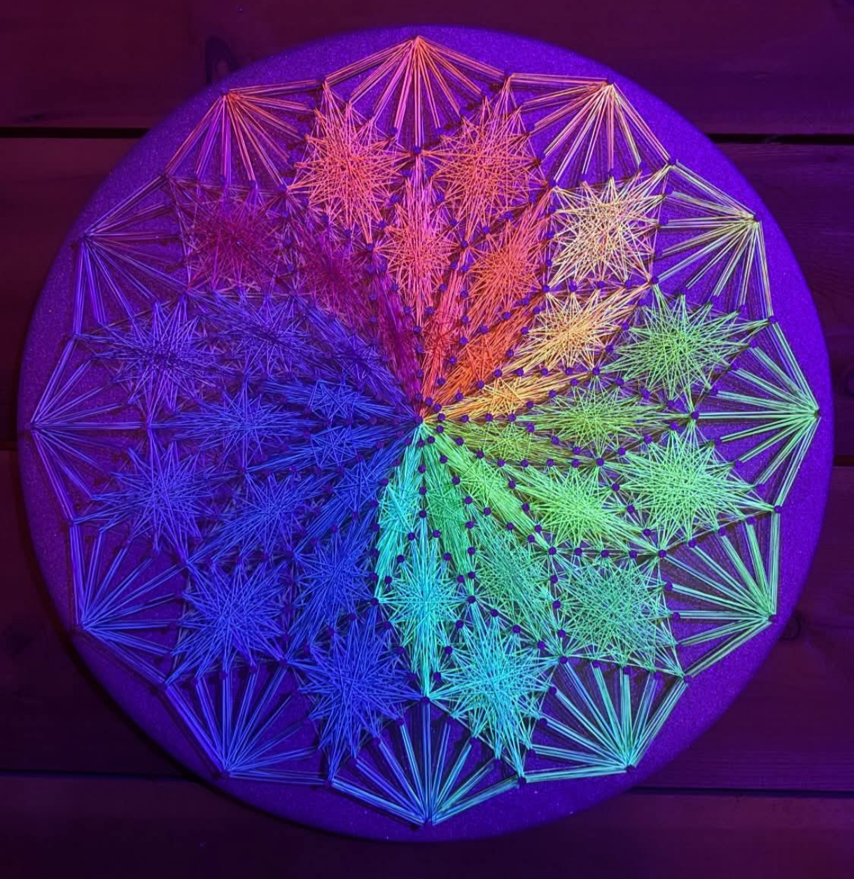 Spectrum Pulse is colorful UV reactive string art by Psybell