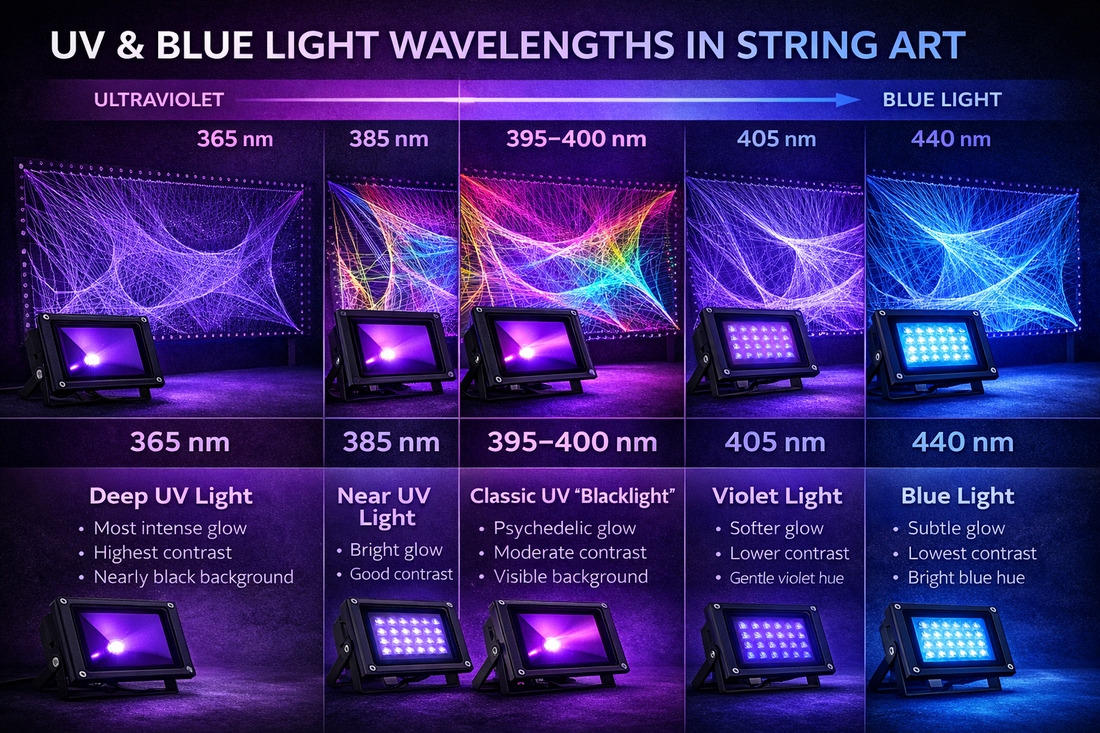 UV Lighting and Fluorescent Effects in String Art