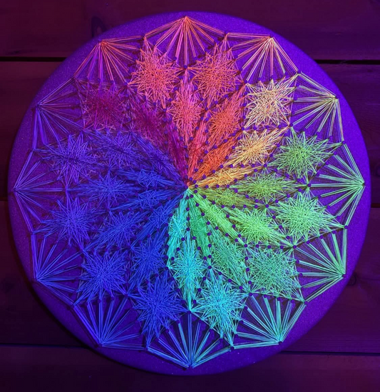 Spectrum Pulse is colorful UV reactive string art by Psybell